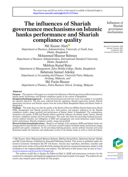 The Influences of Shariah Governance Mechanisms on Islamic Banks