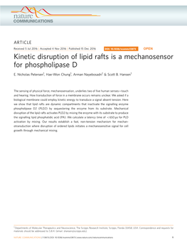 Kinetic Disruption of Lipid Rafts Is a Mechanosensor for Phospholipase D