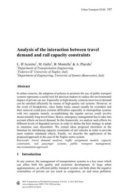 Analysis of the Interaction Between Travel Demand and Rail Capacity Constraints