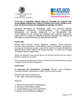 Página 1 De 17 ACTA DE LA SEGUNDA SESIÓN PÚBLICA