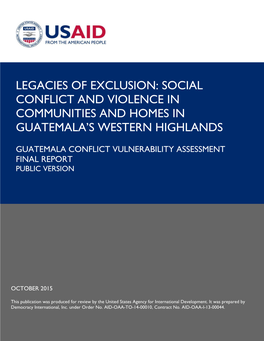 Guatemala Conflict Vulnerability Assessment Final Report Public Version