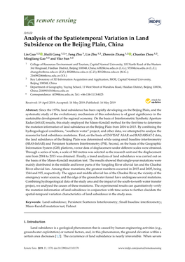 Analysis of the Spatiotemporal Variation in Land Subsidence on the Beijing Plain, China