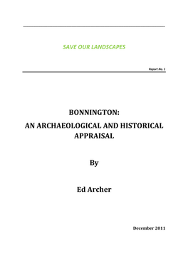 Bonnington: an Archaeological and Historical Appraisal