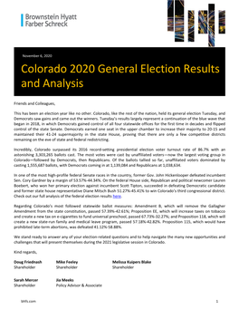 Colorado 2020 General Election Results and Analysis