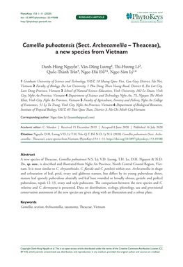 Camellia Puhoatensis (Sect. Archecamellia – Theaceae), a New Species from Vietnam
