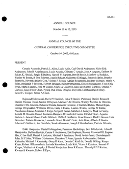 03-101 ANNUAL COUNCIL October 10 to 15, 2003 ANNUAL COUNCIL