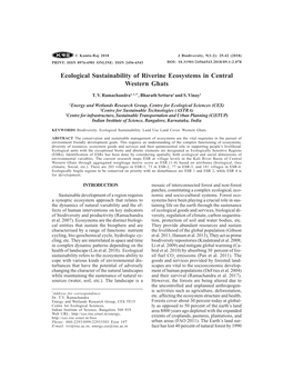 Ecological Sustainability of Riverine Ecosystems in Central Western Ghats