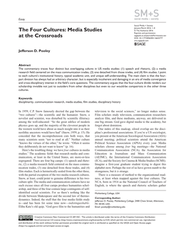 The Four Cultures: Media Studies at the Crossroads