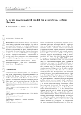 A Neuro-Mathematical Model for Geometrical Optical Illusions