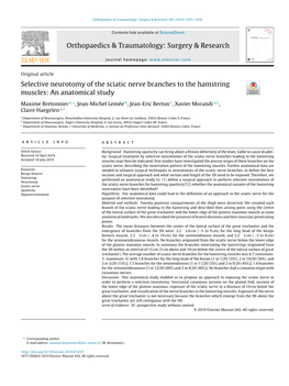 Selective Neurotomy of the Sciatic Nerve Branches to the Hamstring