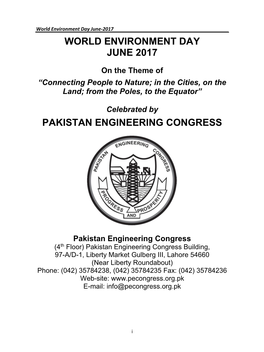 World Environment Day June 2017 Pakistan Engineering Congress