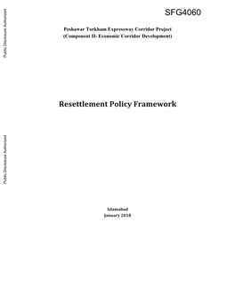 Resettlement Policy Framework Public Disclosure Authorized Public Disclosure Authorized