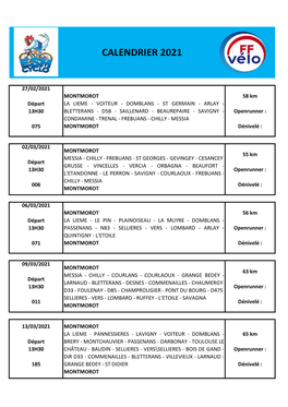 Calendrier 2021