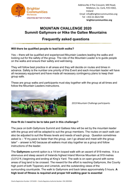 MOUNTAIN CHALLENGE 2020 Summit Galtymore Or Hike the Galtee Mountains