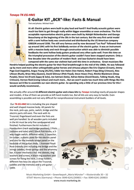 E-Guitar KIT „BCR“-Like: Facts & Manual