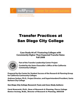 Transfer Practices at San Diego City College