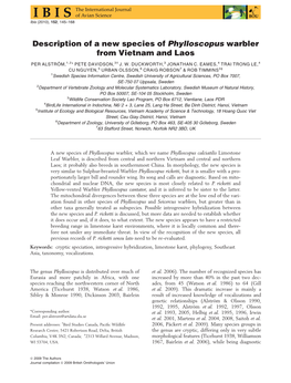 Description of a New Species of Phylloscopus Warbler from Vietnam and Laos