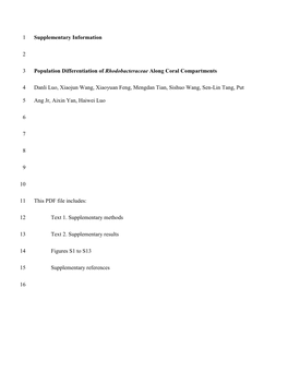 Supplementary Information 1 2 Population Differentiation Of