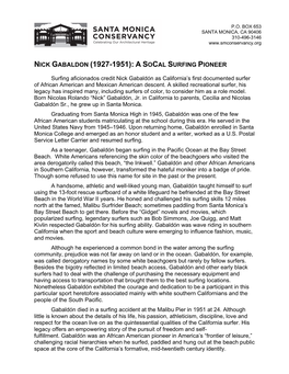 Nick Gabaldon (1927-1951): a Socal Surfing Pioneer