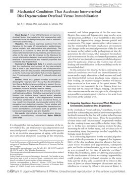 Mechanical Conditions That Accelerate Intervertebral Disc Degeneration: Overload Versus Immobilization