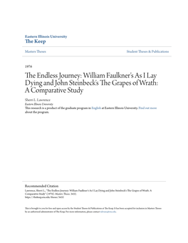 William Faulkner's As I Lay Dying and John Steinbeck's the Grapes of Wrath: a Comparative Study Sherri L