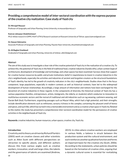 Providing a Comprehensive Model of Inter-Sectoral Coordination with the Express Purpose of the Creative City Realization: Case Study of Yazd City