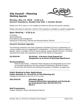 City Council - Planning Meeting Agenda
