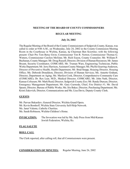 Chairman Sciortino Said, “Commissioners, I Believe You’Ve Had a Opportunity to Review the Minutes of the June 26Th Meeting