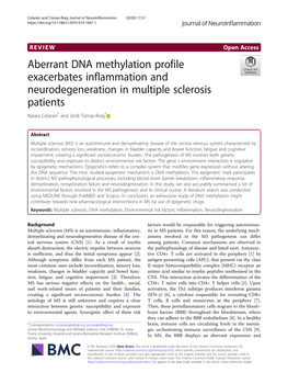 Aberrant DNA Methylation Profile Exacerbates Inflammation and Neurodegeneration in Multiple Sclerosis Patients Naiara Celarain* and Jordi Tomas-Roig*