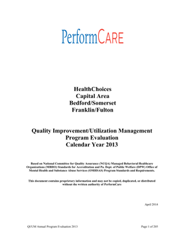 2013 QI/UM Annual Program Evaluation