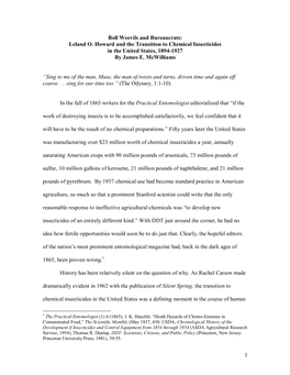 Leland O. Howard and the Transition to Chemical Insecticides in the United States, 1894-1927 by James E