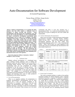 Auto-Documenation for Software Development AI-Assisted Programming