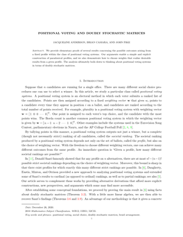 Positional Voting and Doubly Stochastic Matrices 10