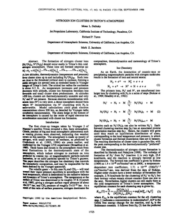 NITROGEN ION CLUSTERS in TRITON&Apos;S ATMOSPHERE