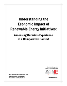 Understanding the Economic Impact of Renewable Energy Initiatives: Assessing Ontario’S Experience in a Comparative Context