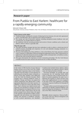 From Puebla to East Harlem: Healthcare for a Rapidly Emerging