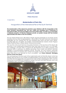 Modernisation of Paris-Orly, Inauguration Of