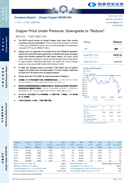 Copper Price Under Pressure, Downgrade to 