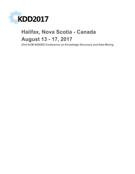 Halifax, Nova Scotia Canada August 13 17, 2017