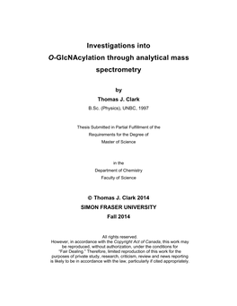 O-Glcnacylation Through Analytical Mass Spectrometry