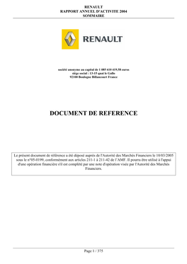 Document De Référence 2004 Renault