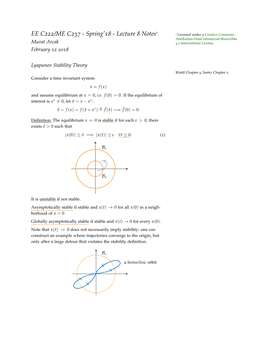 Lecture 8 Notes 1 Licensed Under a Creative Commons Attribution-Noncommercial-Sharealike Murat Arcak 4.0 International License