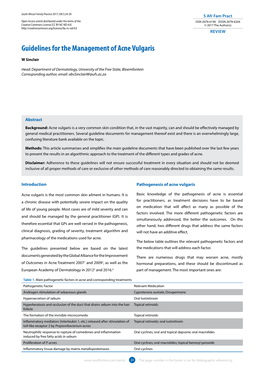 Guidelines for the Management of Acne Vulgaris