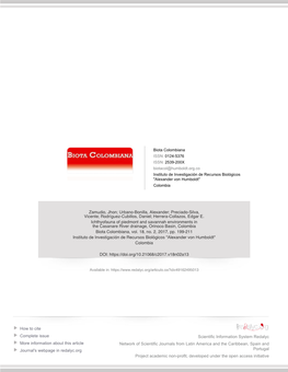 Ichthyofauna of Piedmont and Savannah Environments in the Casanare River Drainage, Orinoco Basin, Colombia Biota Colombiana, Vol