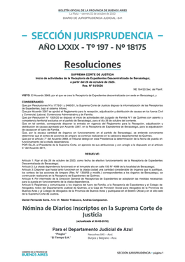 Sección Jurisprudencia Año Lxxix - Tº 197 - Nº 18175