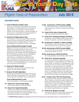 Pilgrim Year of Preparation July 2015