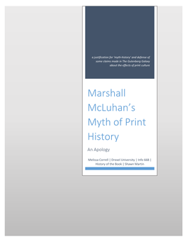 Marshall Mcluhan's Myth of Print History
