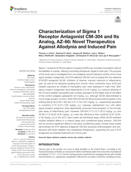 Novel Therapeutics Against Allodynia and Induced Pain