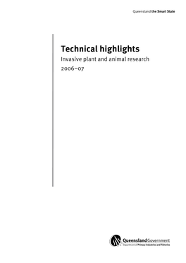 Technical Highlights: Invasive Plant and Animal Research 2006-07