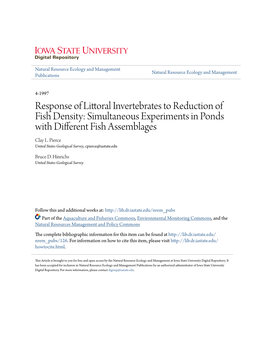 Response of Littoral Invertebrates to Reduction of Fish Density: Simultaneous Experiments in Ponds with Different Fish Assemblages Clay L